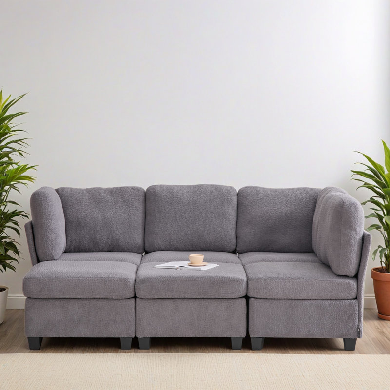 Canapé-lit modulaire moderne de 6 pièces avec assise profonde et canapé modulaire rembourré pour salon, chambre à coucher
