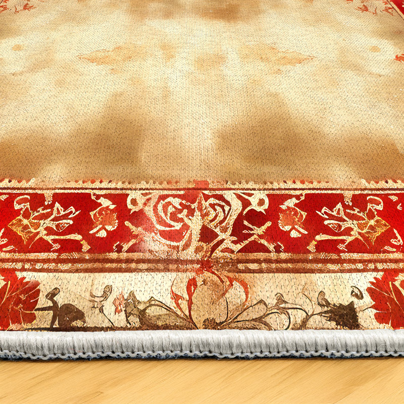 Tapis oriental en coton et polyester Mottos, Rond 3 pi 4 po