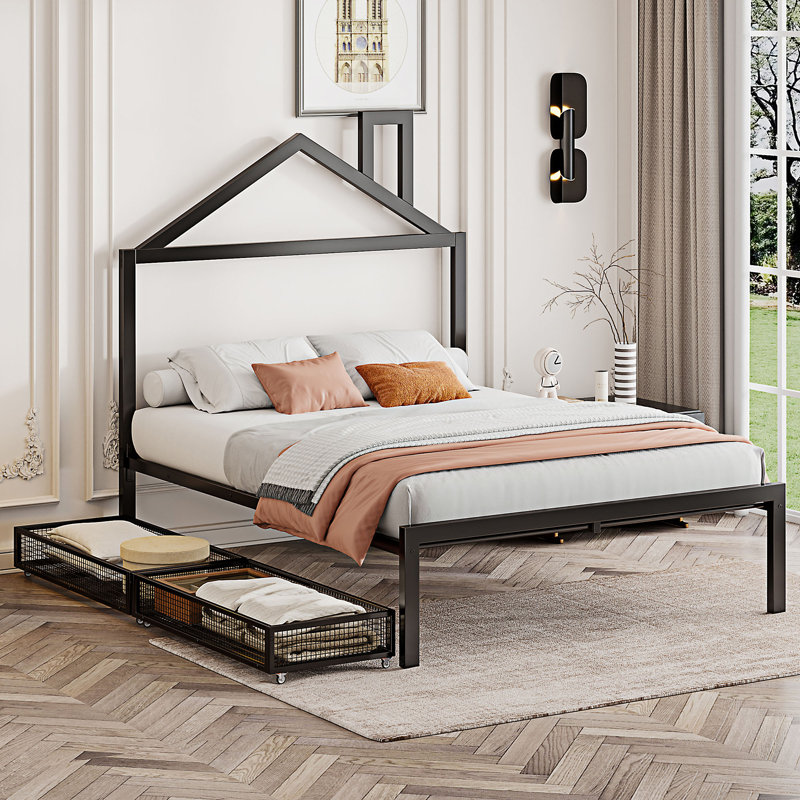 Lit plateforme 62,20 po, Noir, Lit double