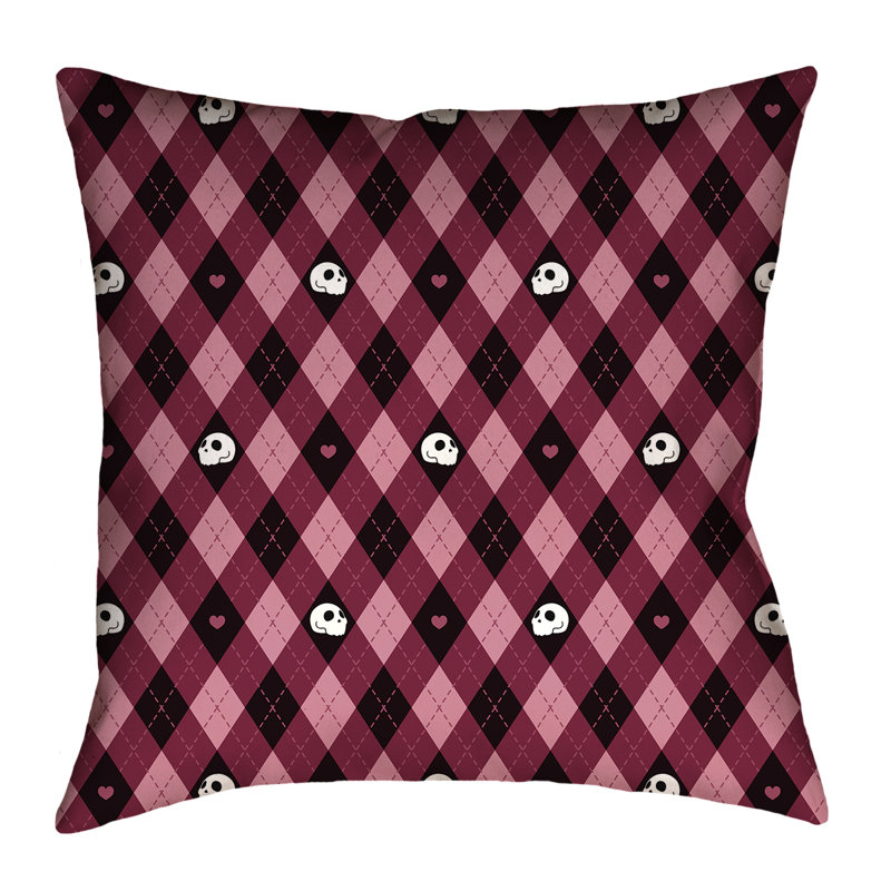 Coussin décoratif intérieur / extérieur Katelyn Elizabeth, 14 po x 14 po, Poly sergé, Rose