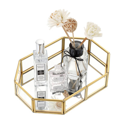 Glass Mirror Makeup Tray Ornate Vanity Tray Dresser Tray Jewelry Trinket Organizer Tray Glass Mirror Makeup Tray Ornate Vanity Tray Dresser Tray Jewelry Trinket Organizer Tray