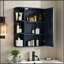 Armoire de rangement murale de salle de bain avec miroir, armoire à pharmacie avec tablette en bois réglable et portes, armoires de rangement montées avec 6 tablettes ouvertes, bleu-777844000