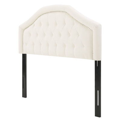 Tufted Upholstered Headboard Queen Size, Solid Wood Head Board With Durable Metal Legs, Adjustable Height Queen Headboard With Nailhead Trim In Bedroom