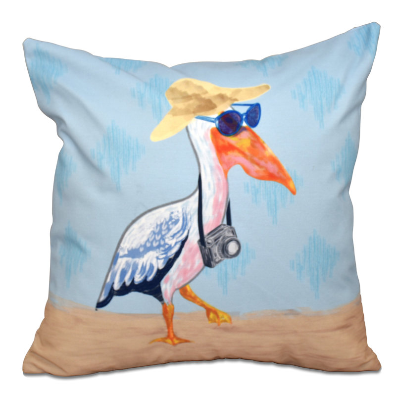 Beach Vacation Outdoor Reversible Throw Pillow, Blue, 20"x20"
