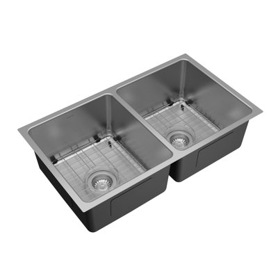 Karran Lansen 32" Undermount 18 Gauge Double Equal Bowl Stainless Steel Sink with Accessories