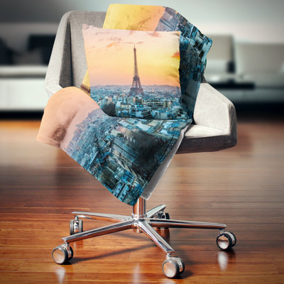 Eiffel at Sunrise in Paris - Cityscape Printed Pillow