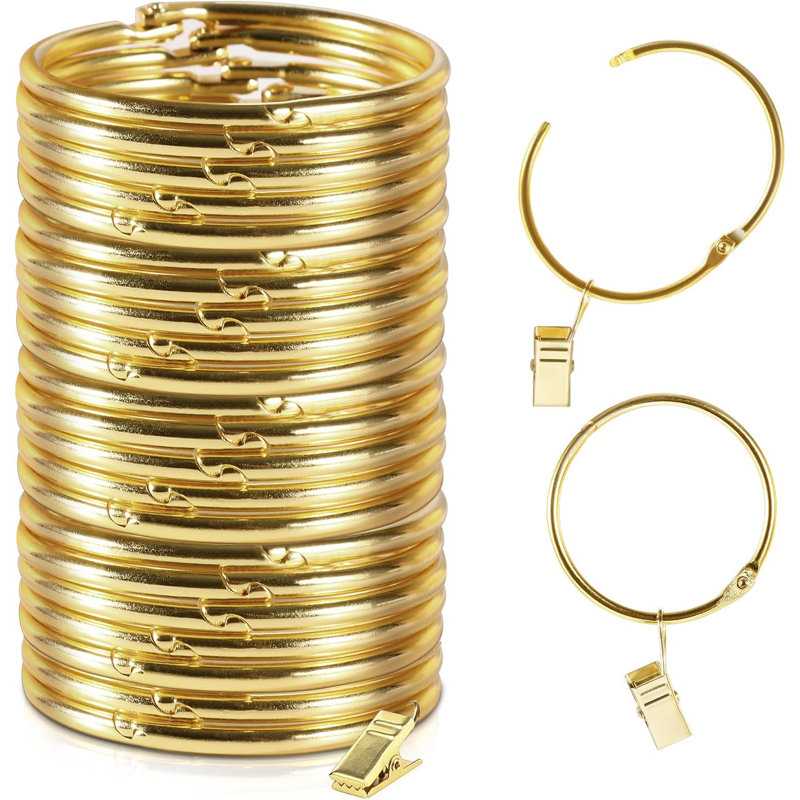 24 Pack 2 Inches Curtain Rings With Clips, Openable Drapery Metal Clip,Shower Curtain Clips With Rings, Iron Drapes Hangers Decorative