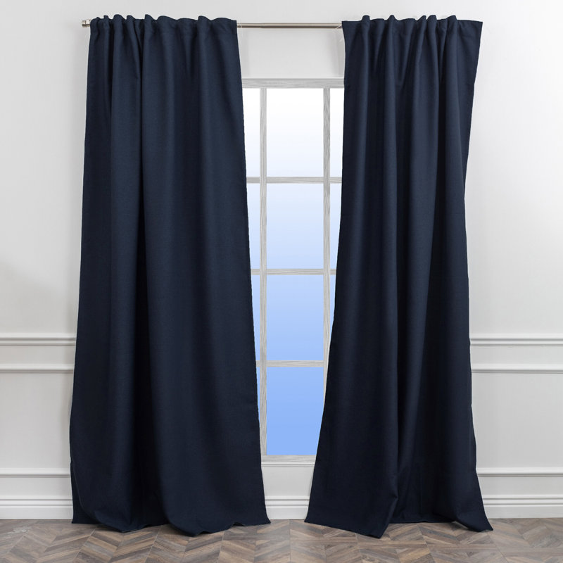 Room Darkening Single Curtain Panel, Navy Blue, 260cm Width x 325cm Drop