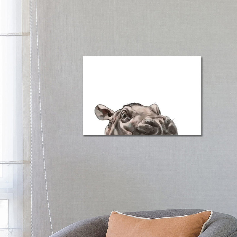 Peeking Hippo by Big Nose Work - Wrapped Canvas Print, 66.04 cm H x 45.72 cm W x 3.175 cm D