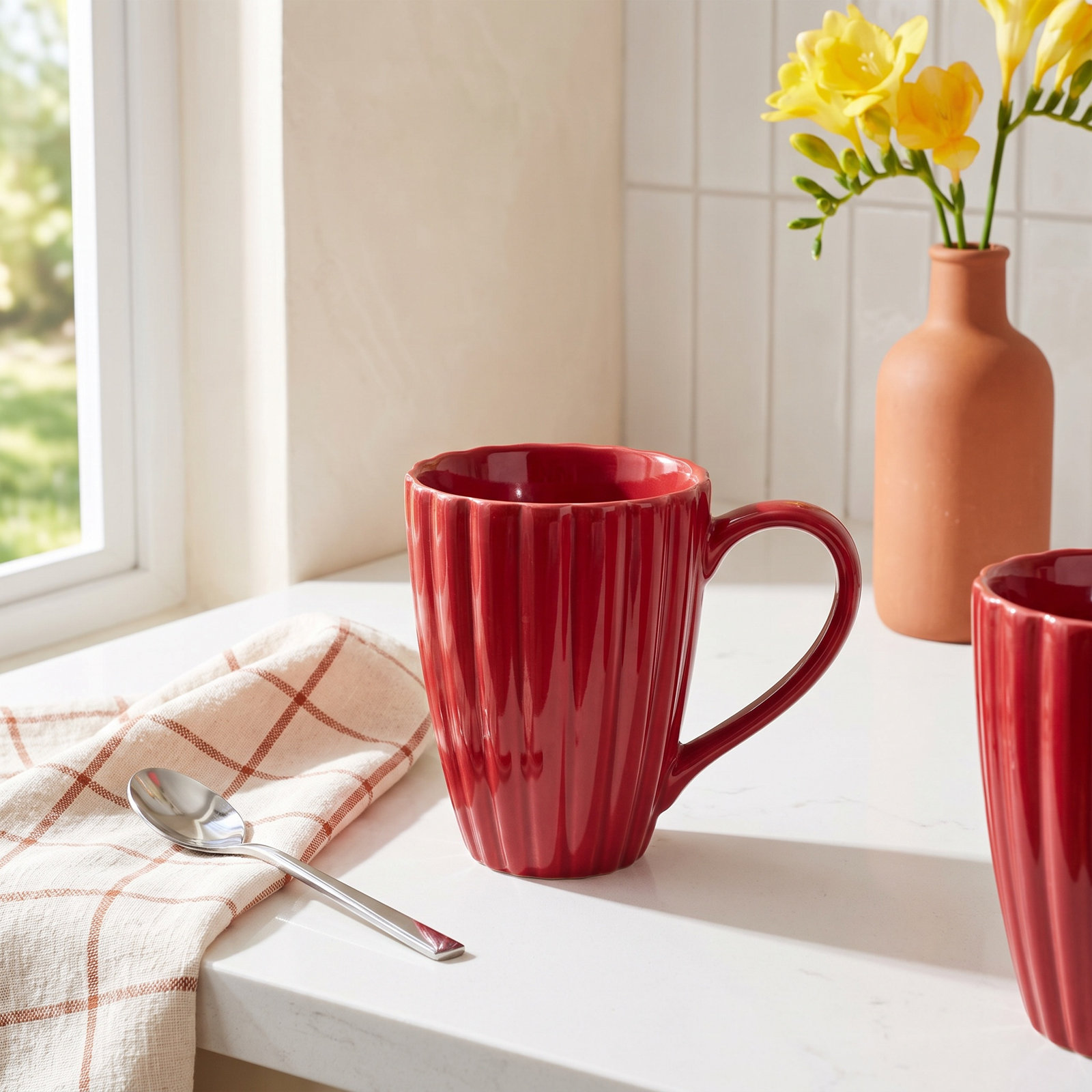 Ribbed Stoneware Mug