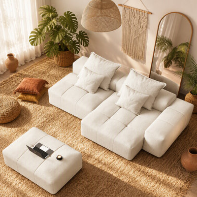 Canapé d'angle modulaire moderne surdimensionné avec pouf, siège, méridienne et accoudoirs, coussins moelleux et combinaison à faire soi-même, aucun assemblage requis pour une installation facile à domicile