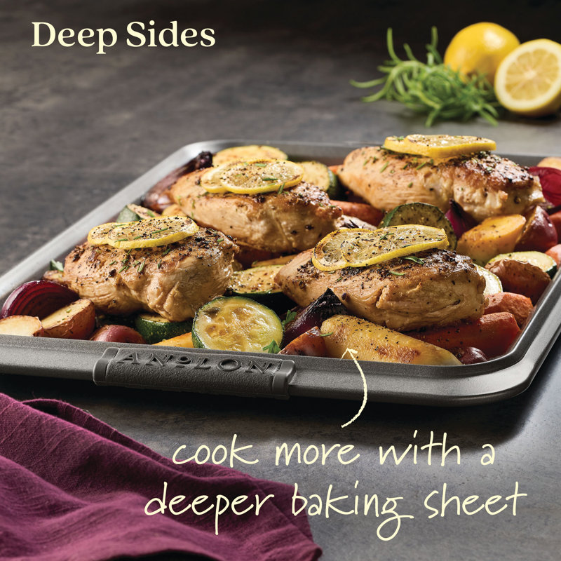 Anolon Advanced Bakeware Nonstick Sheet Pan and Crisper Set, 10 Inch x 15 Inch, Graphite