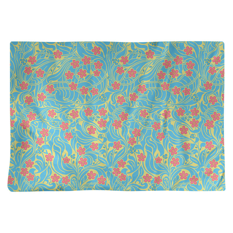 Napperon en coton 18 po swirly floral, Jaune/Bleu/Rose