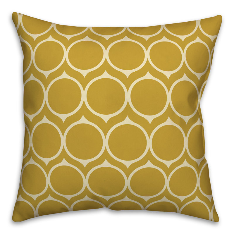  Coussin Mid Mid Circles, 20 po x 20 po, Moutarde, Pas de bourre