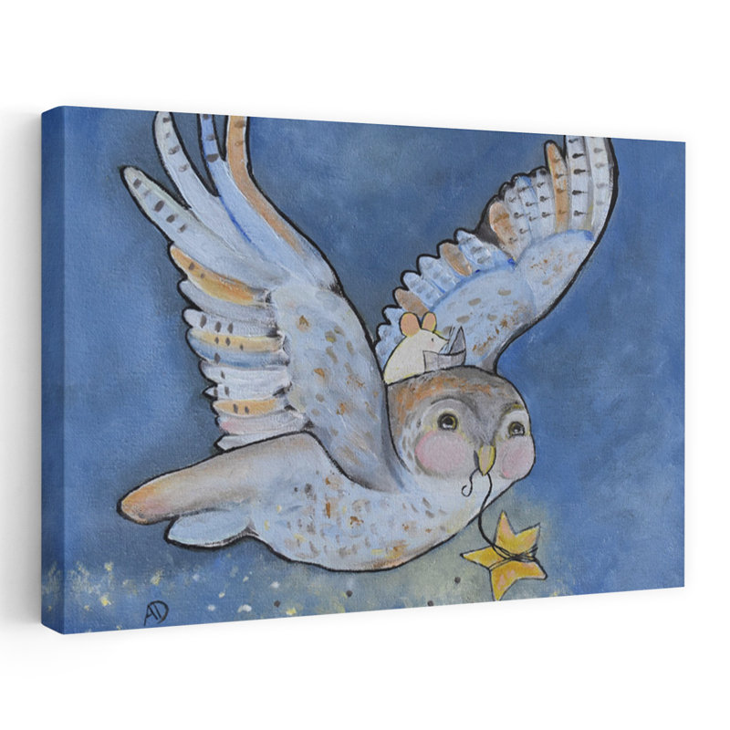 Owl'S Starry Flight Contemporary Bird Owl Animal Forest Wall Art Print, 40.64cm H x 60.96cm W