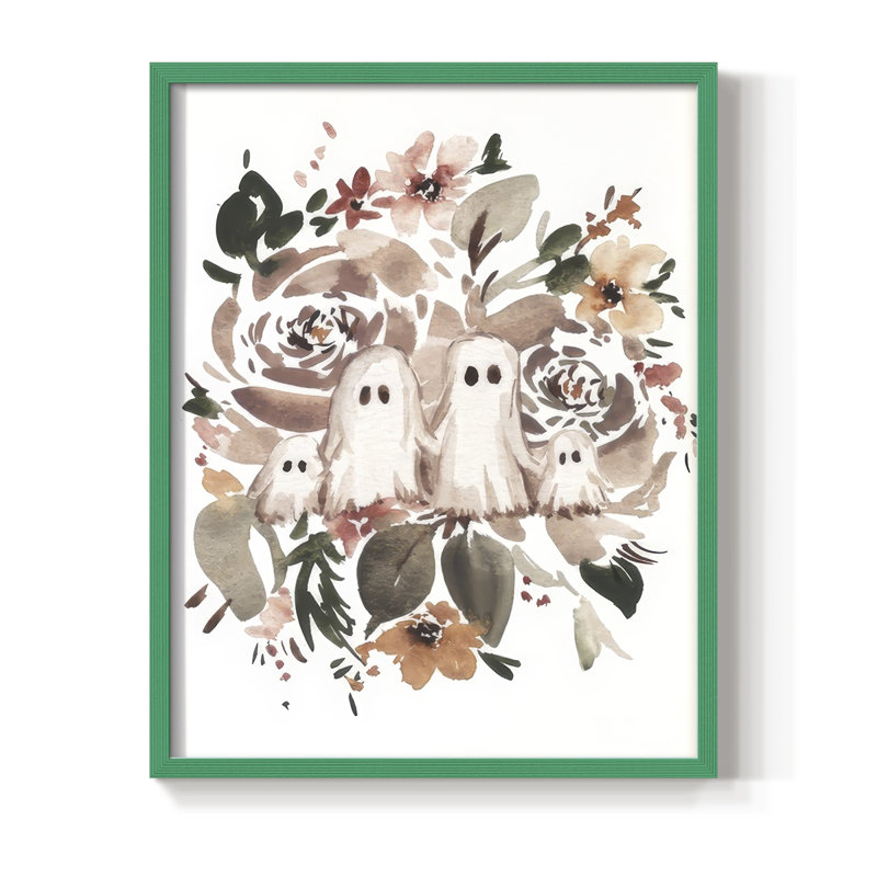 Ghost Family I, reproduction encadrée - bois massif, H 11 po x l 9 po, Vert
