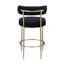 Chaises de comptoir hautes de 26 po - Revêtement moderne, pieds en laiton brossé, dossier bas rond pour salle de billard, salle à manger de cuisine de hauteur noire, (2