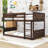 Twin Over Twin Wood Floor Bunk Bed With Safety Guardrails & Ladder-391772336