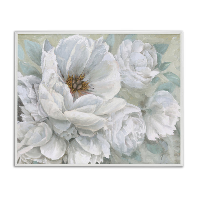 White Beauty Bouquet Art by Wellington Studio bg-009, Coastal White Framed Giclee, 24" H x 30" W