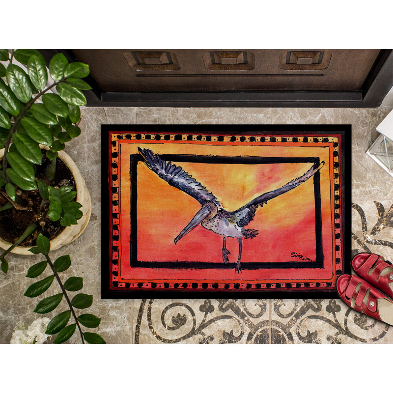 Paillasson d’intérieur antidérapant Tamaroa Bird Pelican, Rectangle 1 pi 6 po x 2 pi 3 po