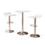 Ensemble de tables de bar réglables en bois blanc avec 2 tabourets réglables chromés-1704613575