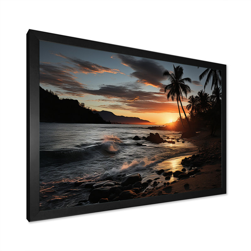 Beach Tropical Escape III - Imprimé, H 16 po x l 32 po x P 1 po, Cadre simple noir