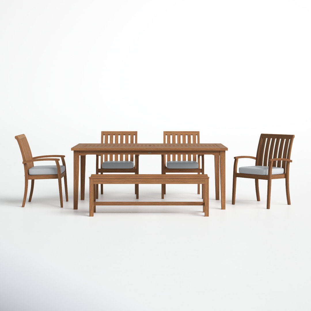 Fleur 7 - Person Wood Patio Dining Set with Rectangular Table , Cushions Included Birch Lane™