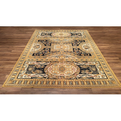 Original Hand Knotted Traditional Pattern Beige Wool Rug