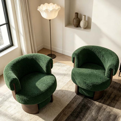 Fauteuil demi-tonneau rotatif moderne courbé et sculptural