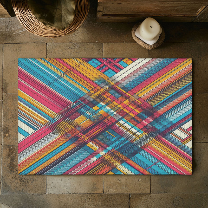Tapis tressé à motifs écossais audacieux, Rectangulaire 3 pi x 5 pi