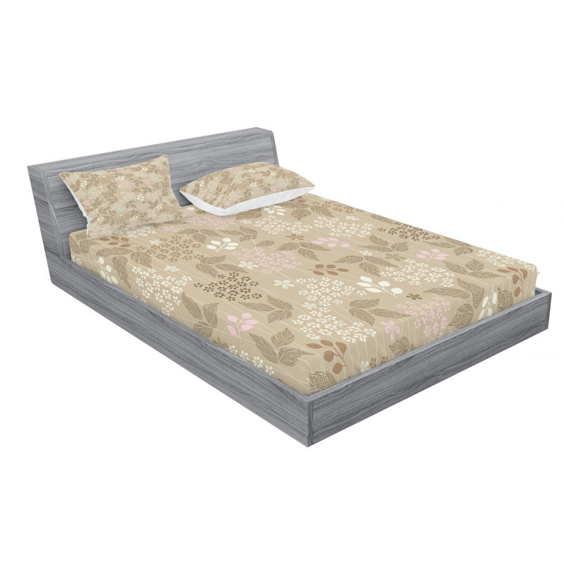 Microfiber Floral Sheet Set, Queen Sheet Set with Fitted Sheet