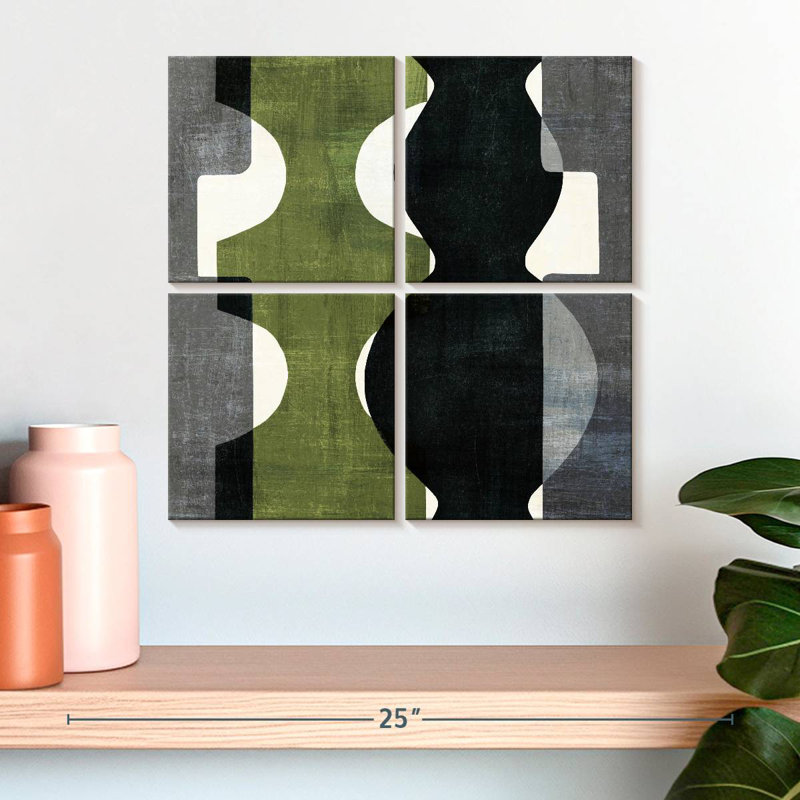 Déco géométrique Avery avec vert, H 18 po x l 18 po