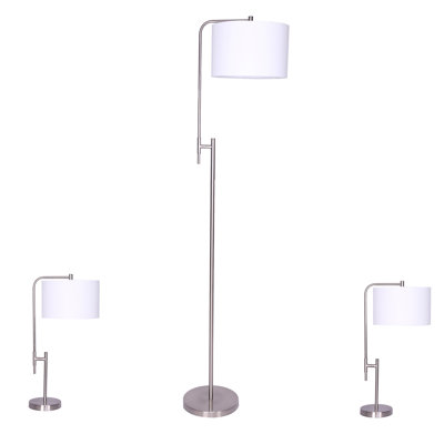 Aariyona Metal Table and Floor Lamp Set