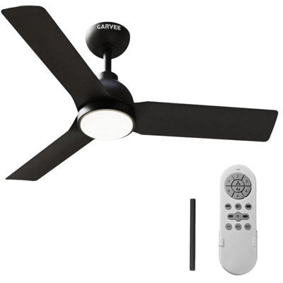 42 Inch Black Indoor/Outdoor Ceiling Fan with Lights, Remote, Reversible Motor & Timer for Patio and Living Room
