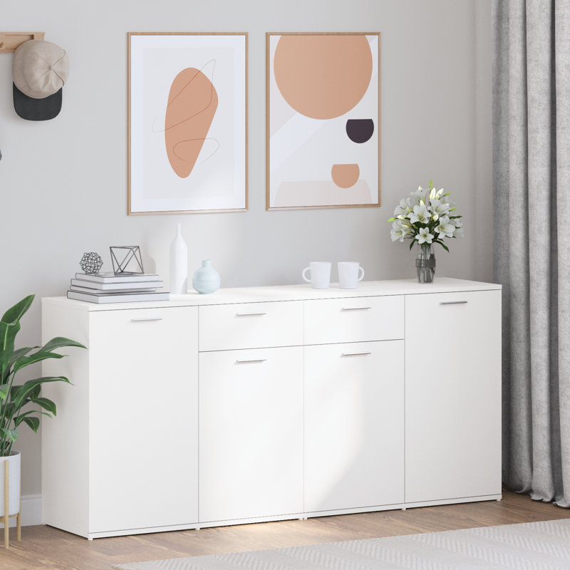 Audreyna Sideboard 160x36x75 cm Engineered Wood, White