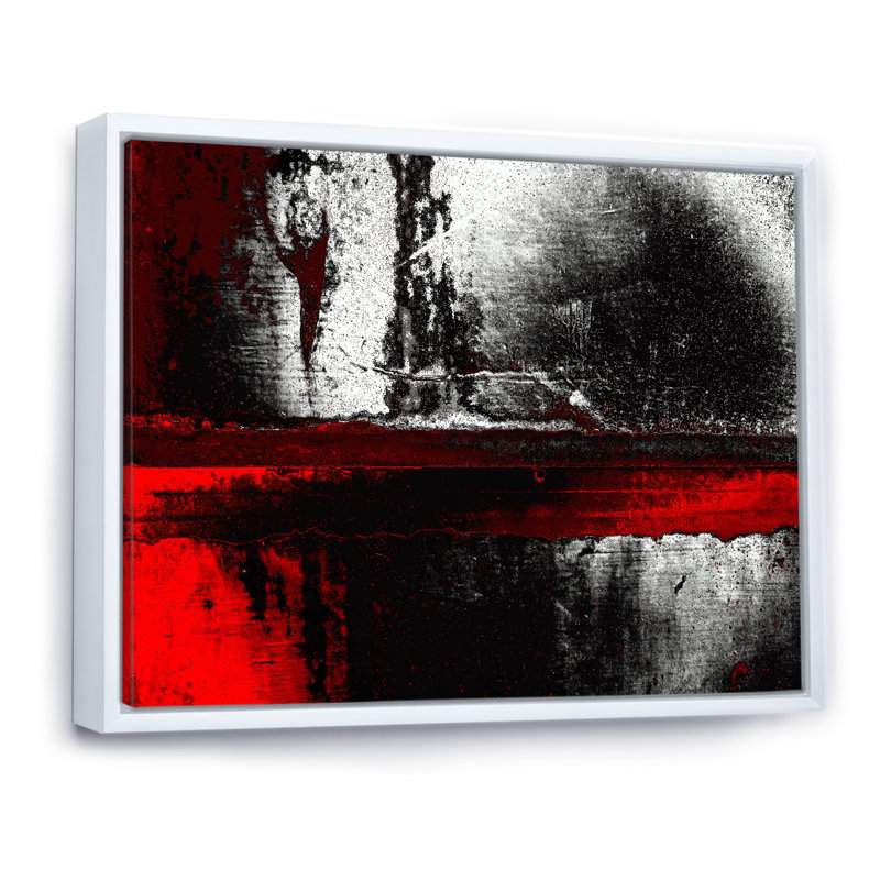 Rouge créatif sur gris - peinture sur toile, H 8 po x l 12 po x P 1 po, Cadre flottant blanc