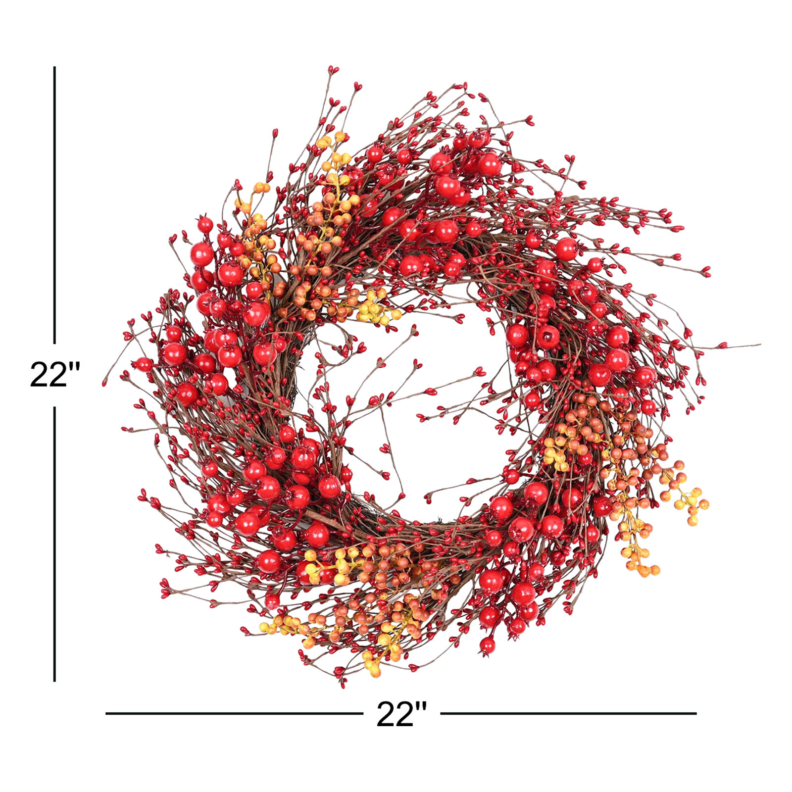 22" Handcrafted Berry and Twig Christmas Wreath