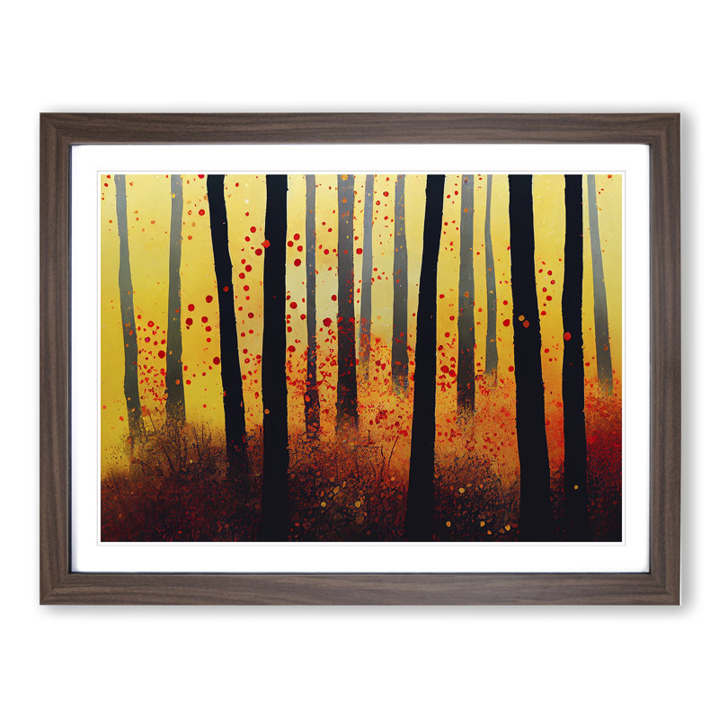 Autumn Forest Splatter Vol.4 - Single Picture Frame Print, 25cm H x 34cm W, Brown