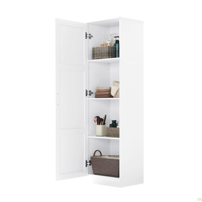 Storage Cabinet with Two Doors for Bathroom, Office, Adjustable Shelf, MDF Board, White(Two Cabinets Combined)