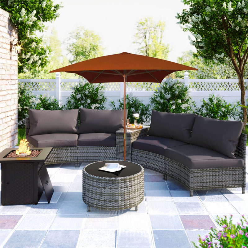 Aydin 200 cm W X 300 cm D Rectangular Market Parasol with Pulley Lift, Brown