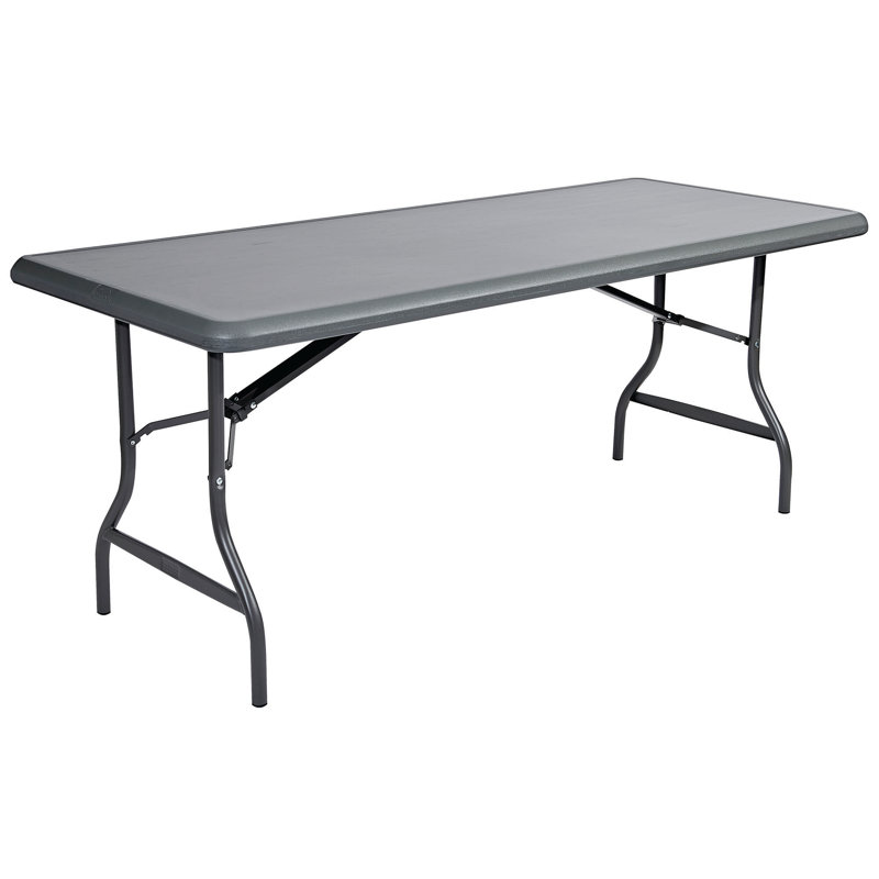 Charcoal Polyethylene Portable Folding Table with Steel Legs