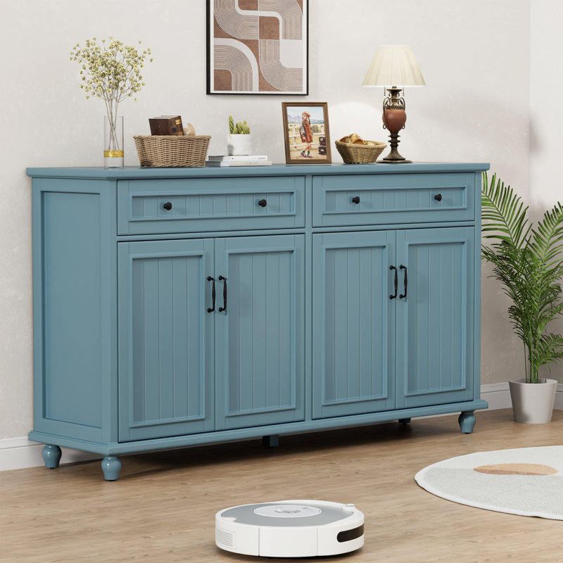 Buffet Four Doors 62,2 "W, Bleu