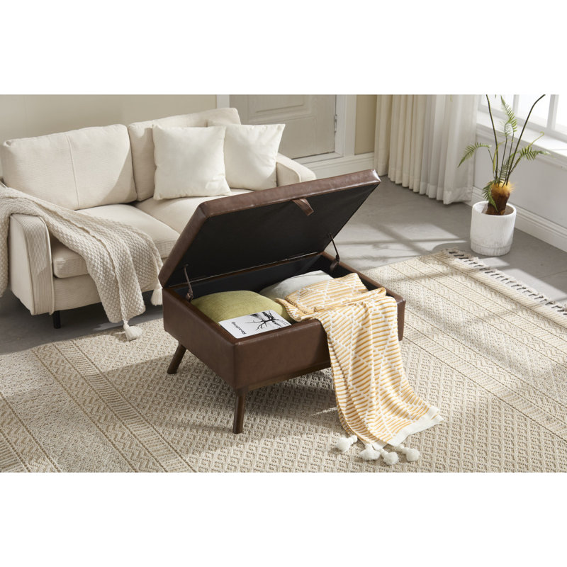 Banc de rangement Mid-Century, Brun
