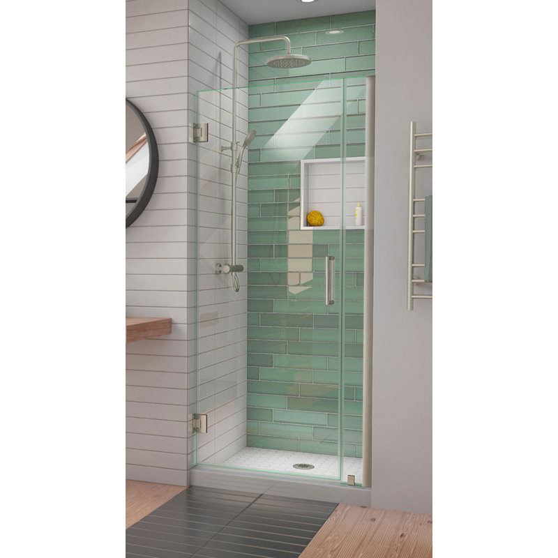 DreamLine Unidoor-LS 34 - 35 inch W x 72 inch H Frameless Hinged Shower Door in Brushed Nickel, Brushed Nickel, 35"