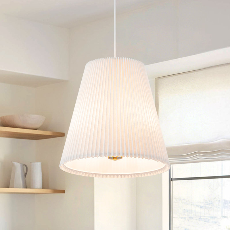 3-Light Pleated Fabric Single Pendant