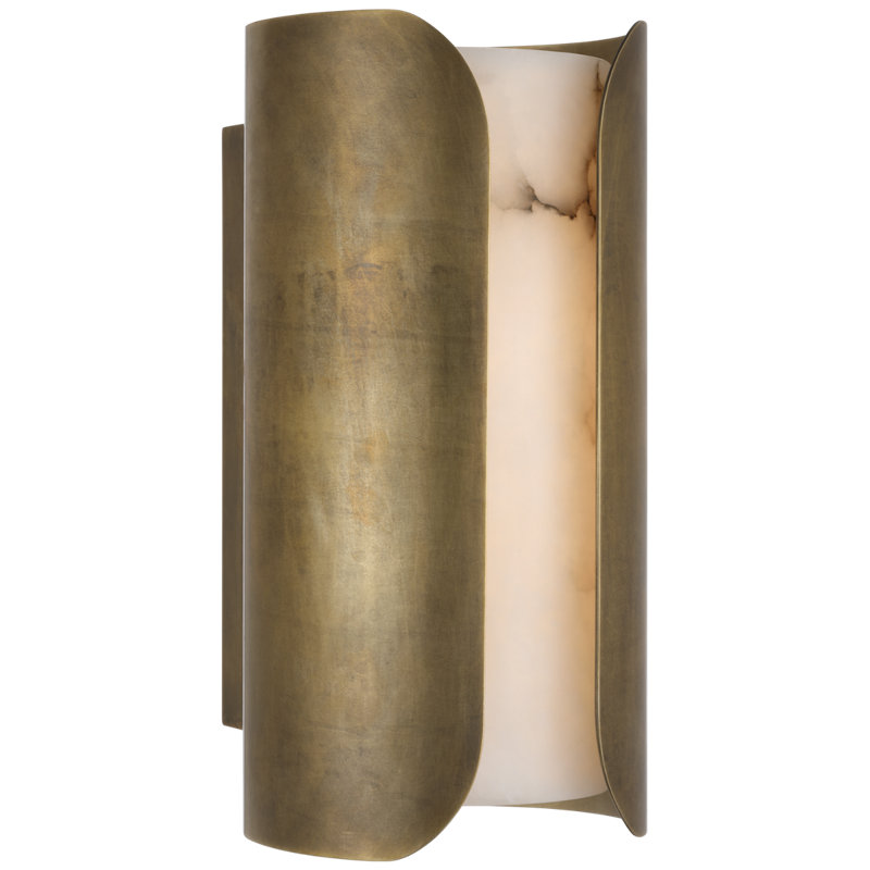 Anne-Marie Barton Armise 18" Sconce with Alabaster, 14" H x 7" W x 7.75" D, Mottled Brass