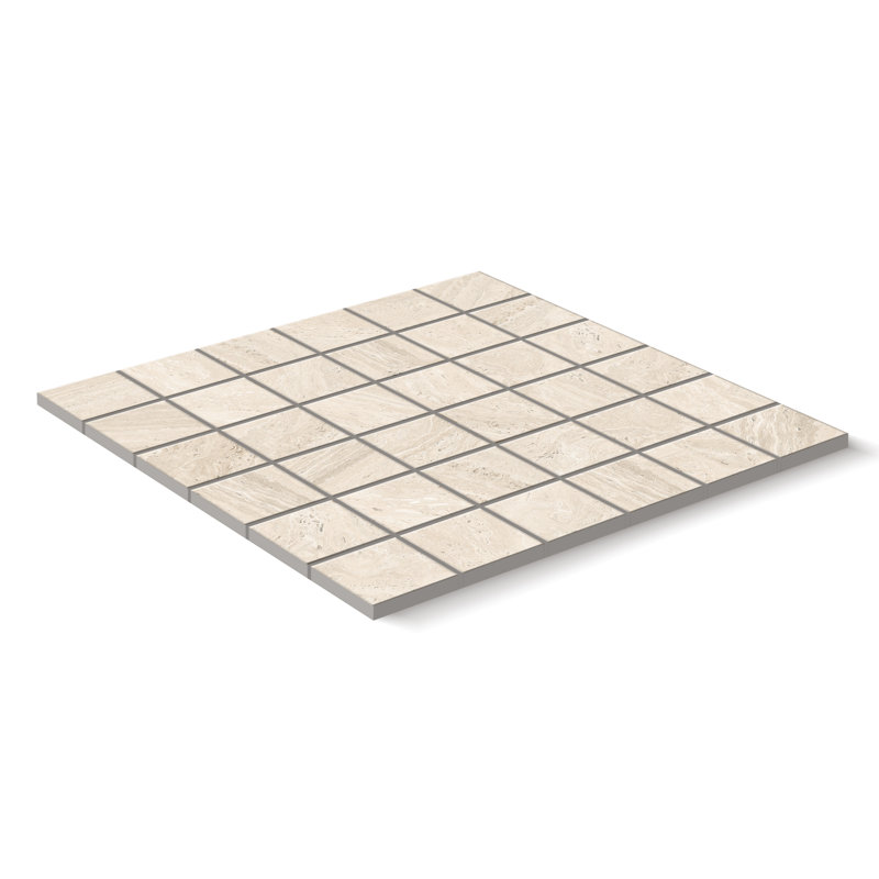 Colosseum Matte 2x2 Mosaic Square Wall & Floor Travertine Look Tile (12x12 Sheet), Ivory