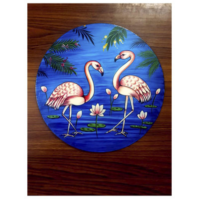 Deux jolis flamants roses - Peinture pour décoration murale | Bois aggloméré | Jagriti Bhardwaj