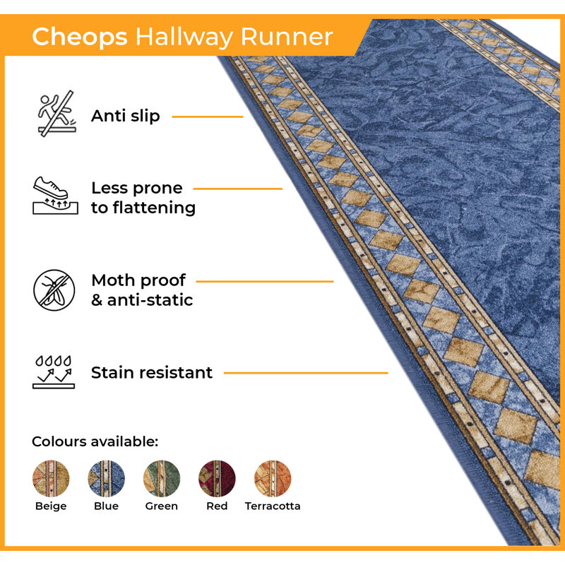 Cheops Red Indoor Rug, Runner 150cm x 80cm