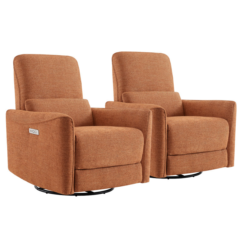 Cadavid Upholstered Swivel Power Recliner, Terracotta